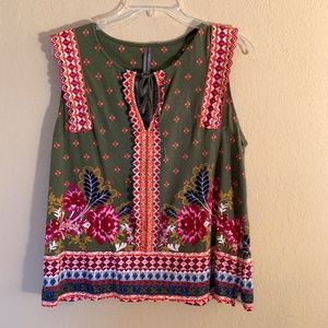 Anthropologie Boho Sleeveless Top with Tie Size L